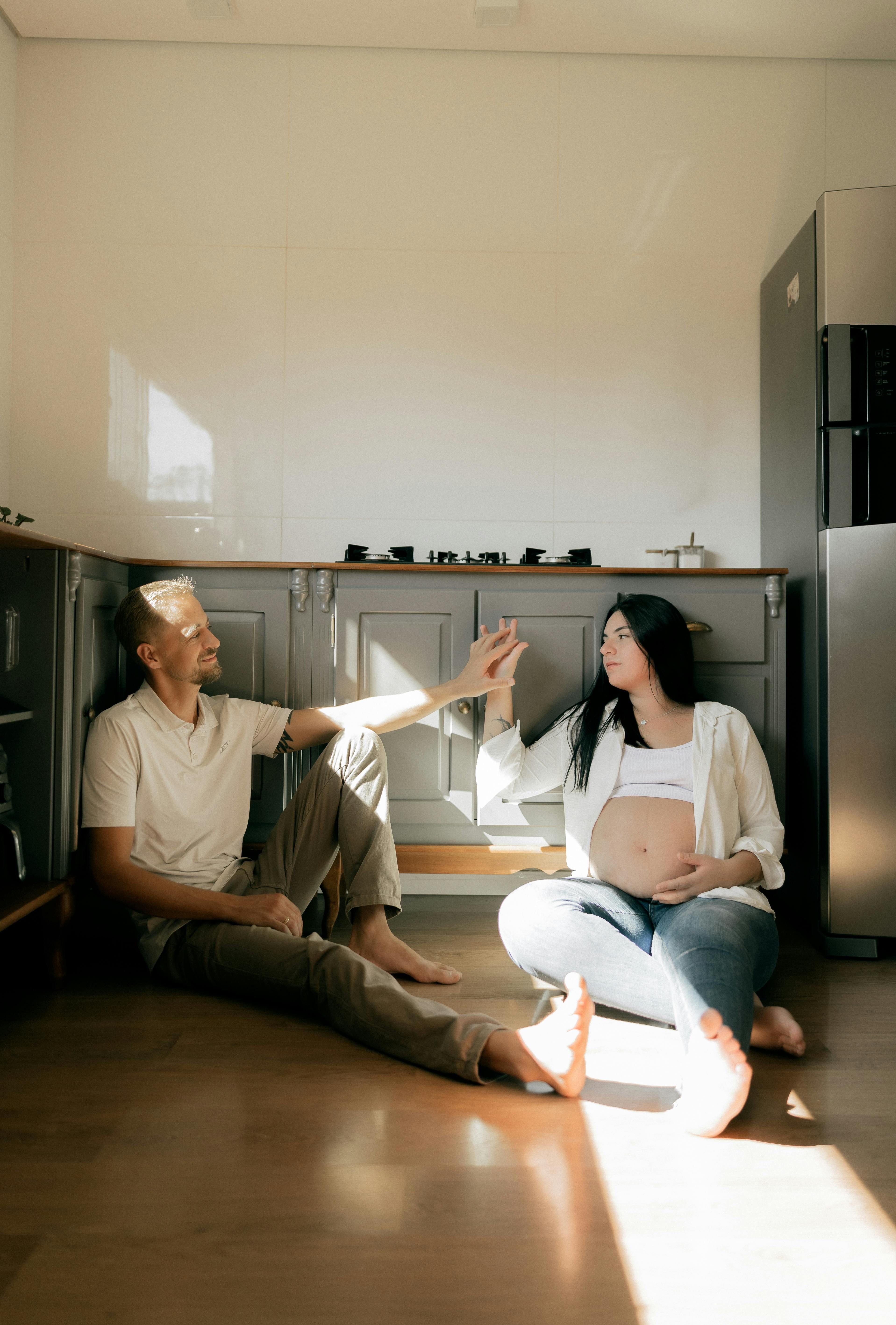 Couple sitting together calmly at home.